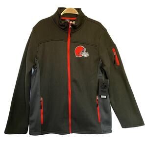 NFL Cleveland Browns Full Zip Jacket Men Size M Brown Mixed Media Mock Neck NWT